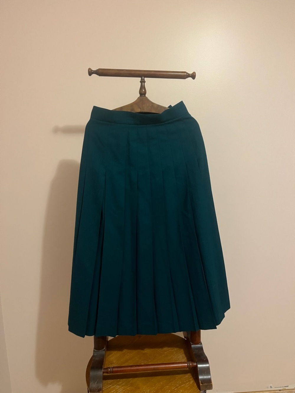 Vintage Green Pleated A-Line Skirt